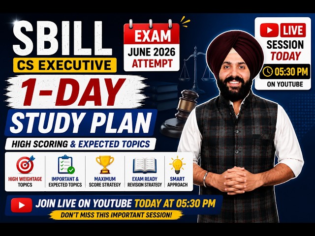 🔥 SBILL June 2026 | 1-Day Study Plan + High Scoring & Expected Topics | CS Executive