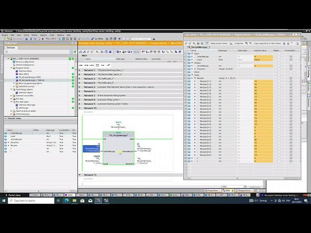 PLC Recipe System with 5 Recipes, 5 Ingredients Each