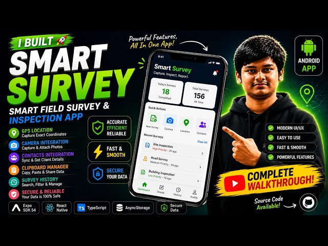 🔥 I Built a Smart Survey App in React Native 📱 | Camera, GPS & Contacts | Full Project Walkthrough