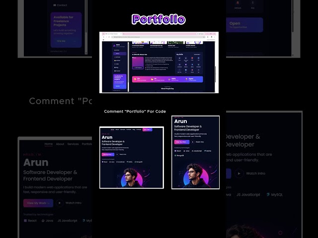 🔥 Modern Developer Portfolio Website | Full Responsive UI + Source Code#html #programming #coding