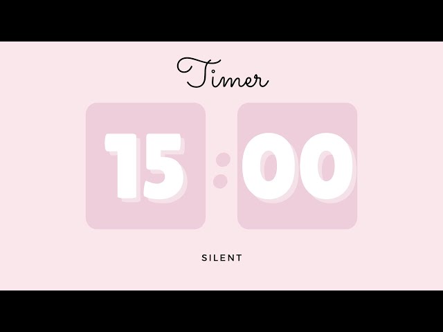 🌸 15 Minutes Silent Timer with Cute Ending Alarm | Pastel Pink Timer