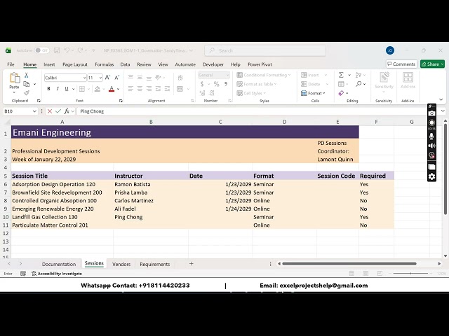 New Perspectives Excel 365 | Module 1: End of Module Project 1 Emani Engineering
