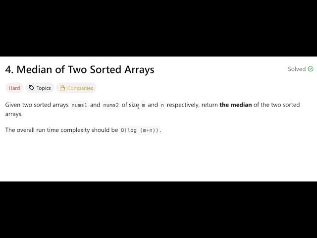 Median of Two Sorted Arrays | @faang-academy