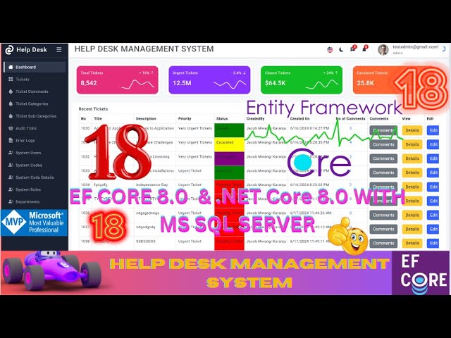 EP 18 Help Desk Management System EF Core NET Core ll .NET 8.0 Tickets,Users,Roles,Audit Logs 🚀💥