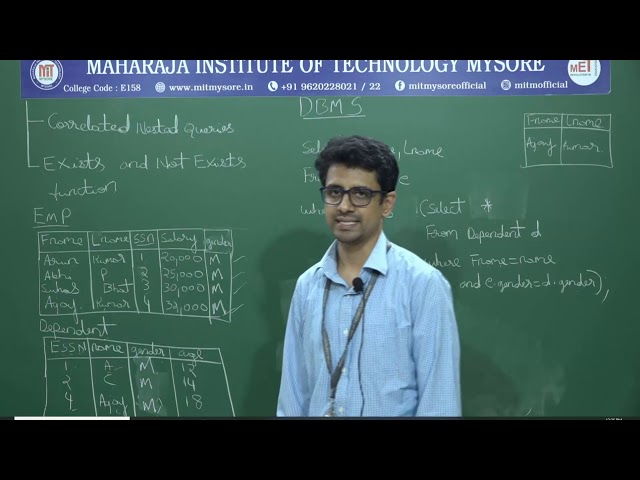 Correlated Nested Queries | V Semester | CSE | Module 03 | DBMS | Session 02