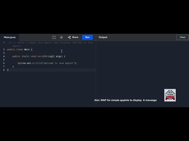 Write a simple Java Applet that displays