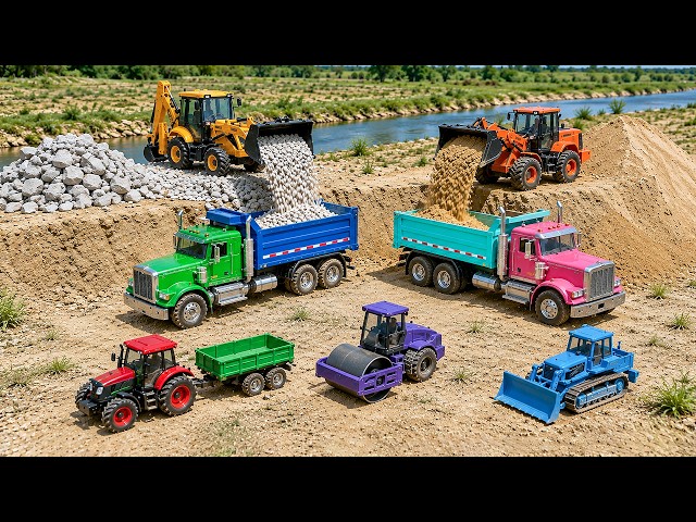 Jcb tractor video | 2 JCB Loaders Loading White Stone and Sand into Big Dumper Trucks | tractor gadi