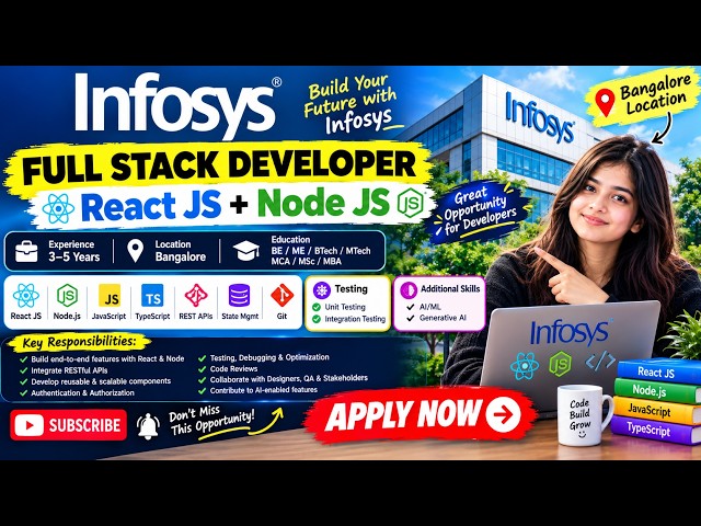 🔥Infosys Mass Hiring | Full Stack Developer | Bangalore | Complete Selection &Apply Process #hiring