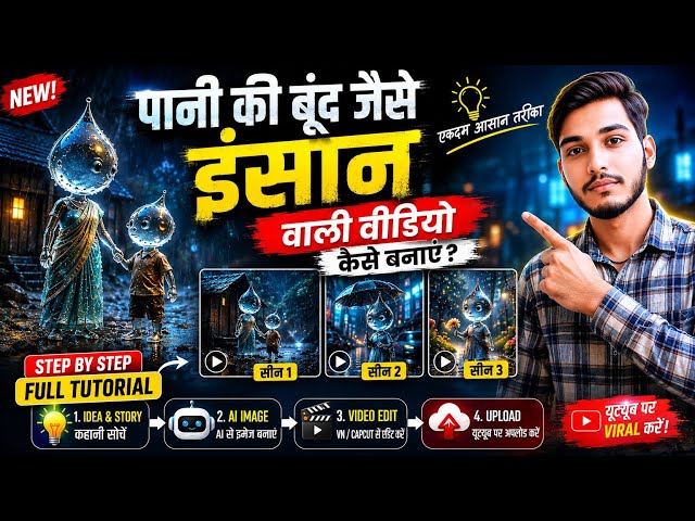 Water Drop Human AI Video कैसे बनाएं? 🔥 Viral Video बनाने का तरीका #techkiduniya 