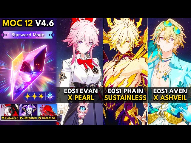 E0S1 Evanescia, E0S1 Phainon, E0S1 Aventurine Waveflair | MOC 12 Starward Mode | HSR 4.6