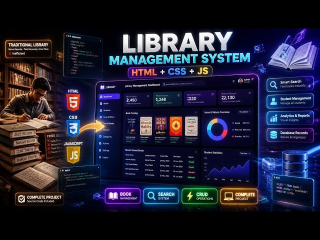 📚💻 Library Management System Using HTML, CSS & JavaScript | Complete Web Development Project
