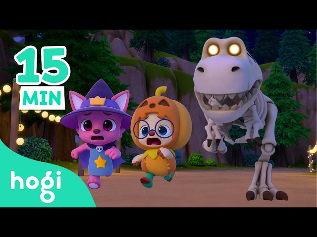 Roar! Learn Colors with Skeleton Dinosaur🦖 15min｜Hogi Halloween｜Colors for Kids｜Hogi Pinkfong
