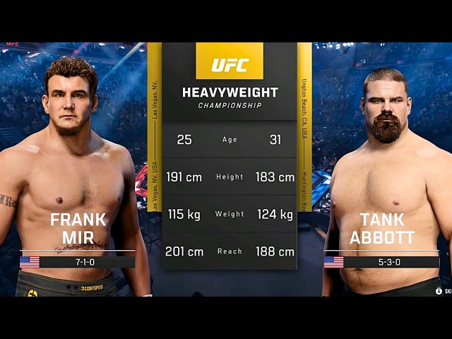 Frank Mir vs Tank Abbott FULL FIGHT | UFC 6 AI Simulation Gameplay (CPU vs CPU)