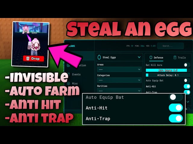 BEST STEAL AN EGG SCRIPT | BEST AUTO FARM + ANTI HIT + INVISIBLE + ANTI TRAP and more