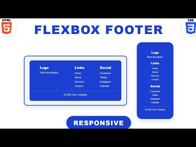 Footer HTML CSS Flexbox | Tutorial for a SaaS Client