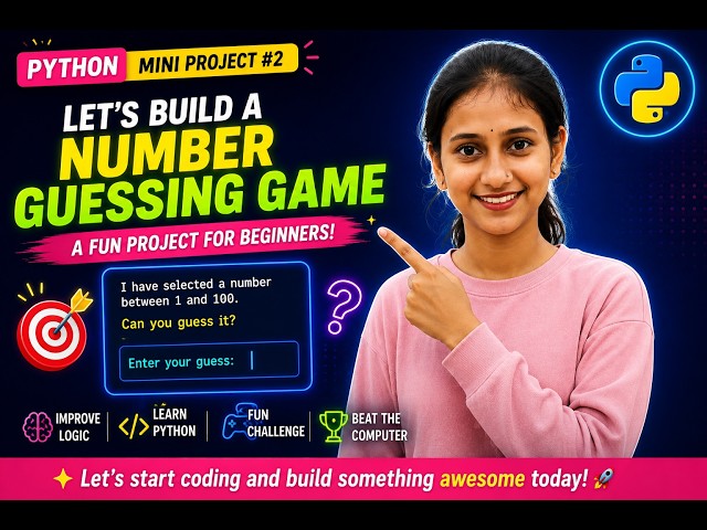 Python Number Guessing Game 🐍 | Python Mini Project #2 | Beginner Python Project Step by Step