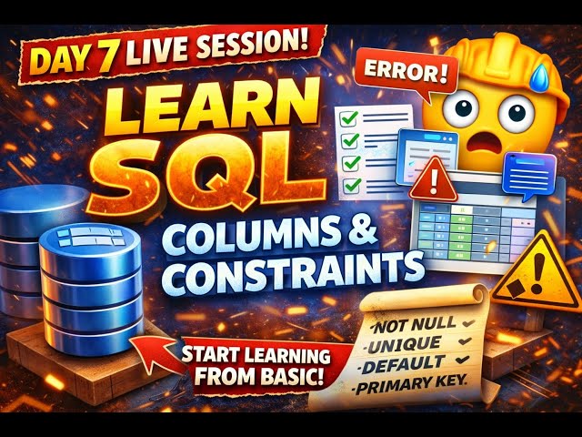 LIVE SQL Day 07 — SQL Columns & Constraints in PostgreSQL  (From Zero to Real SQL)