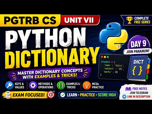 👉 Python Dictionary Made Easy 🔥 | Keys, Values, Methods & MCQs | PGTRB CS Day 9