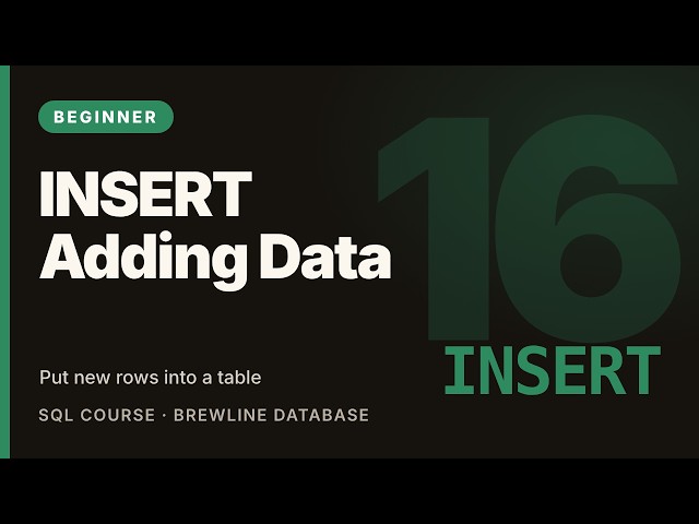 SQL INSERT INTO: Add Rows to a Table | SQL for Beginners