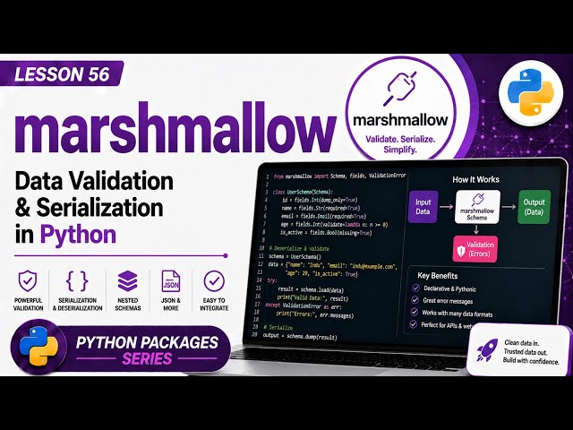 Lesson 56 - marshmallow: Data Validation & Serialization | Python Packages Series | Uplatz