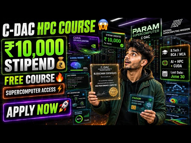 C-DAC HPC AI Course 🚀 | Free Training + ₹10K Stipend + FREE CERTIFICATE 🎓| Apply Now🔥