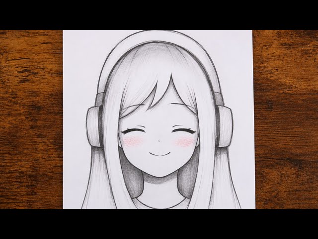 How to Draw an Anime Girl with Headphones | Easy to Sketch 
