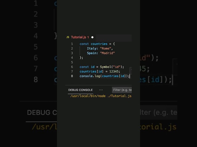 how to use Symbol() in JavaScript ES6 to create a unique identifier #coding #javascript #tutorial