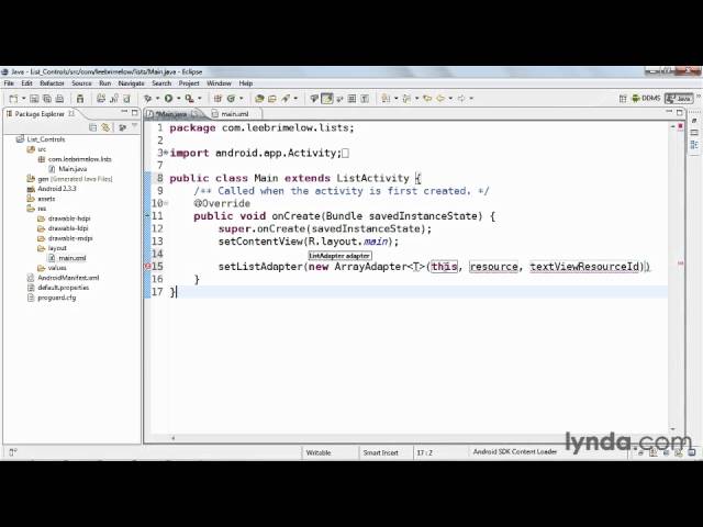 Android Training The User Interface and Controls: lists