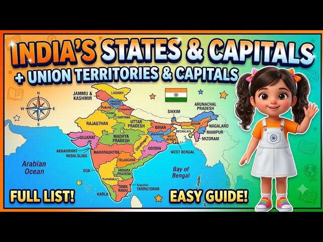 India's States & Capitals + Union Territories & Capitals #littlemagicacademy #india #learning 