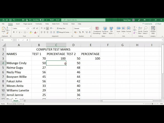 Computer Practice N4 MS Excel Session 1 - 6 Apr 2022