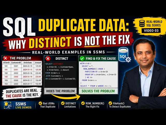 SQL Duplicate Data: Why DISTINCT Is NOT the Fix | Real-World SQL