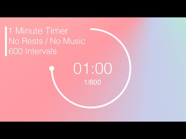 1 Minute Interval Timer - Pastel Color Wheel - 10 Hours