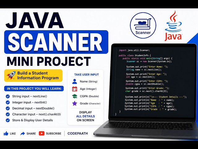 Java Scanner Mini Project 🔥 | Take Different User Inputs in Java | Coding Challenge