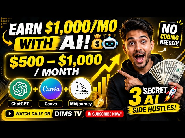 How to Earn $500–$1,000 Monthly with AI | Top AI Side Hustles 2026 | DIMS TV