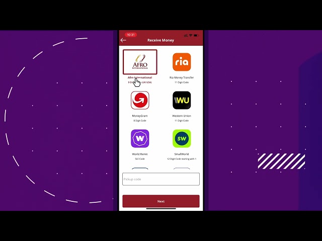 Afro Mobile Money App - Receive Money Feature