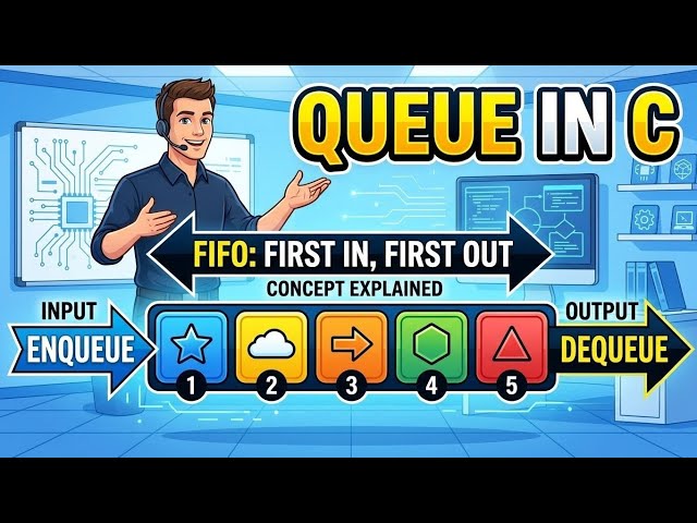 Queue in C Explained for Beginners | FIFO Concept Made Easy 🚀