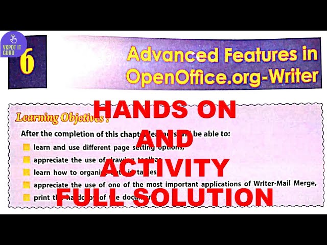 ADVANCED FEATURES IN OPEN OFFICE| DAV CLASS 5 COMPUTER CHAPTER 6 | HANDS ON AND ACTIVITY | #dav