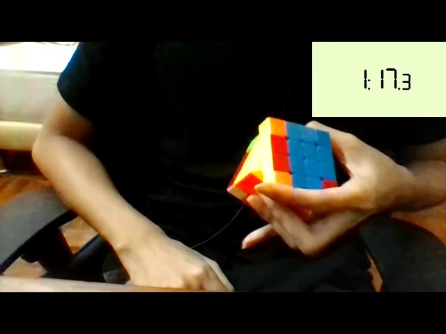 4×4×4 one-handed 1:34.17 single (no table abuse)