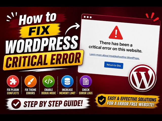 How to Fix WordPress Critical Error | Step-by-Step Tutorial