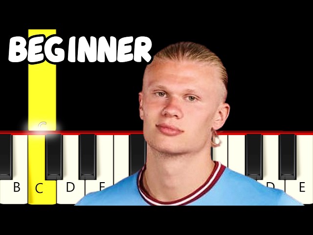 Haaland Song (Ha Ha Ha) - Fast and Slow (Easy) Piano Tutorial (Melody only) - Beginner