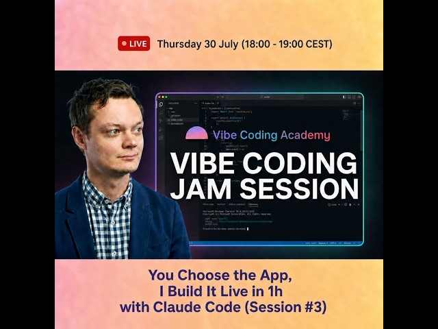Vibe Coding Jam Session #3: You Choose the App, I Build It Live in 1h with Claude Code