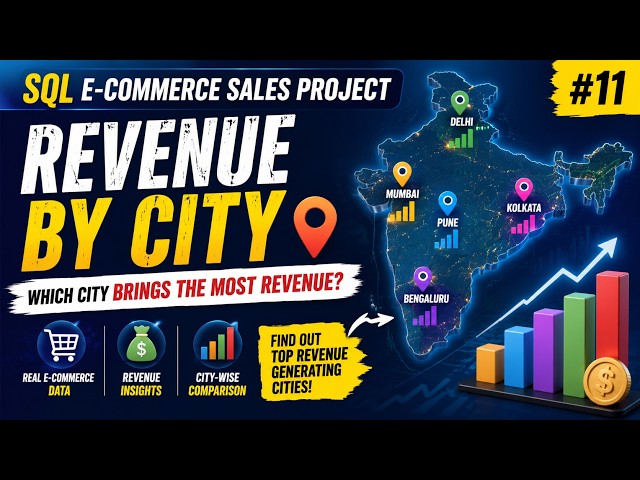 #11 SQL E-Commerce Sales Project - Find City by Revenue Using SQL | SQL Full Course | SQL One Shot