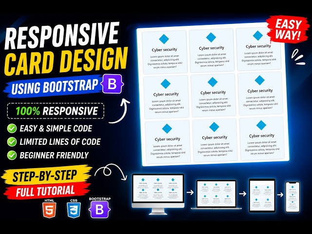 Bootstrap 5 Responsive Cards Tutorial | Easy Card Design with HTML CSS & Bootstrap 🔥