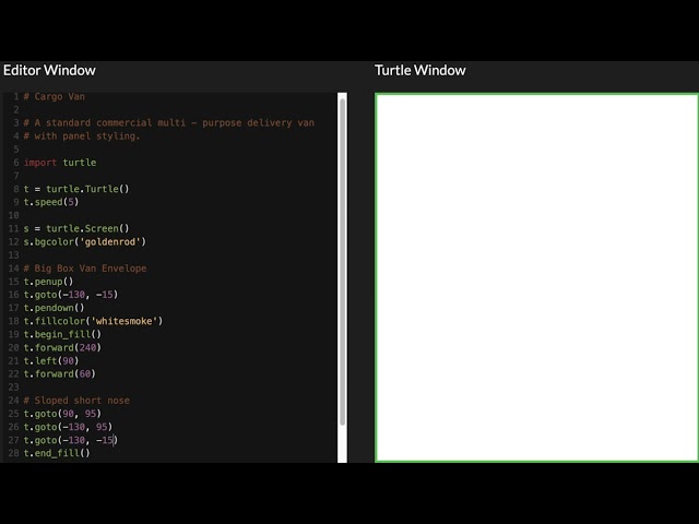 #CargoVan in Python Turtle 2D Art