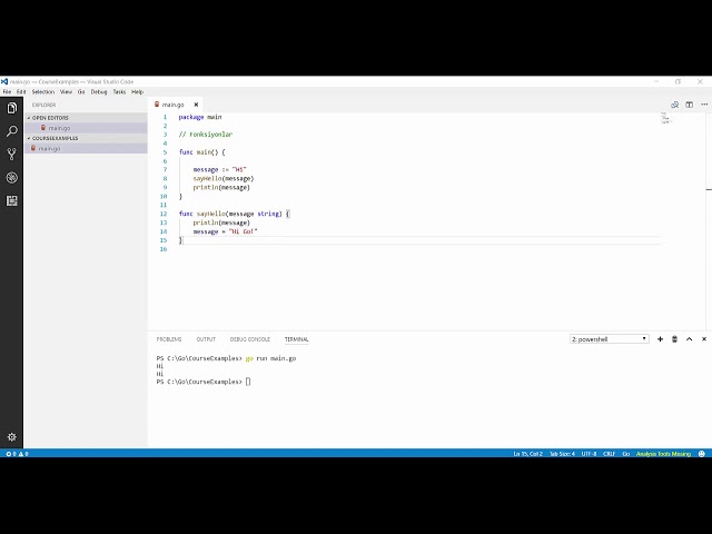 Go Programlama : Fonksiyon Oluşturma
