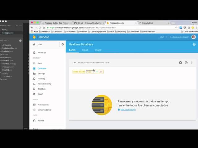 Firebase, codelab paso 3 #FriendlyChat  #Lectura de mensajes