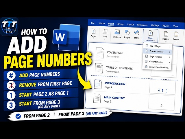 How to Add Page Numbers in Word (Including Starting on Page 3)