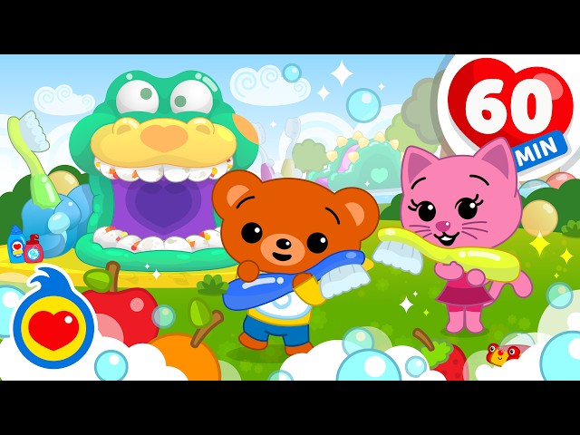Dientes Sanos, A Bañarme, Vamos A Comer 🛁🍎💤 Y Más Canciones Infantiles (60 Min) | Plim Plim