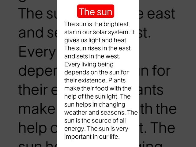 writing about ' the sun ' for class 3 #study #students #helpinghands #everyone #subscribers