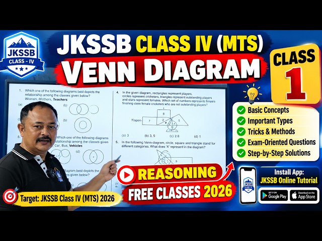 Venn Diagram Class 1 🔥 | JKSSB Class IV (MTS) Reasoning FREE Classes 2026